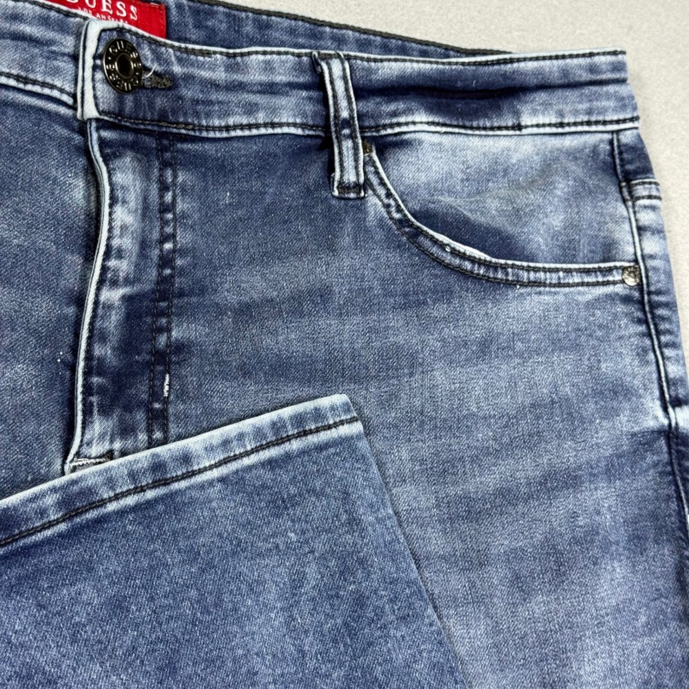 Guess Los Angeles Slim Fit Acid Wash Blue Denim Jeans Mens 38